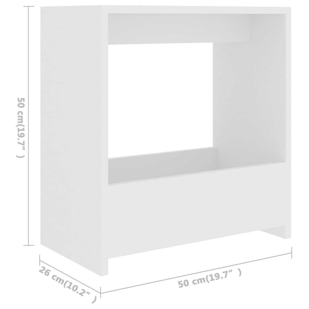 Sidebord hvit 50x26x50 cm konstruert tre