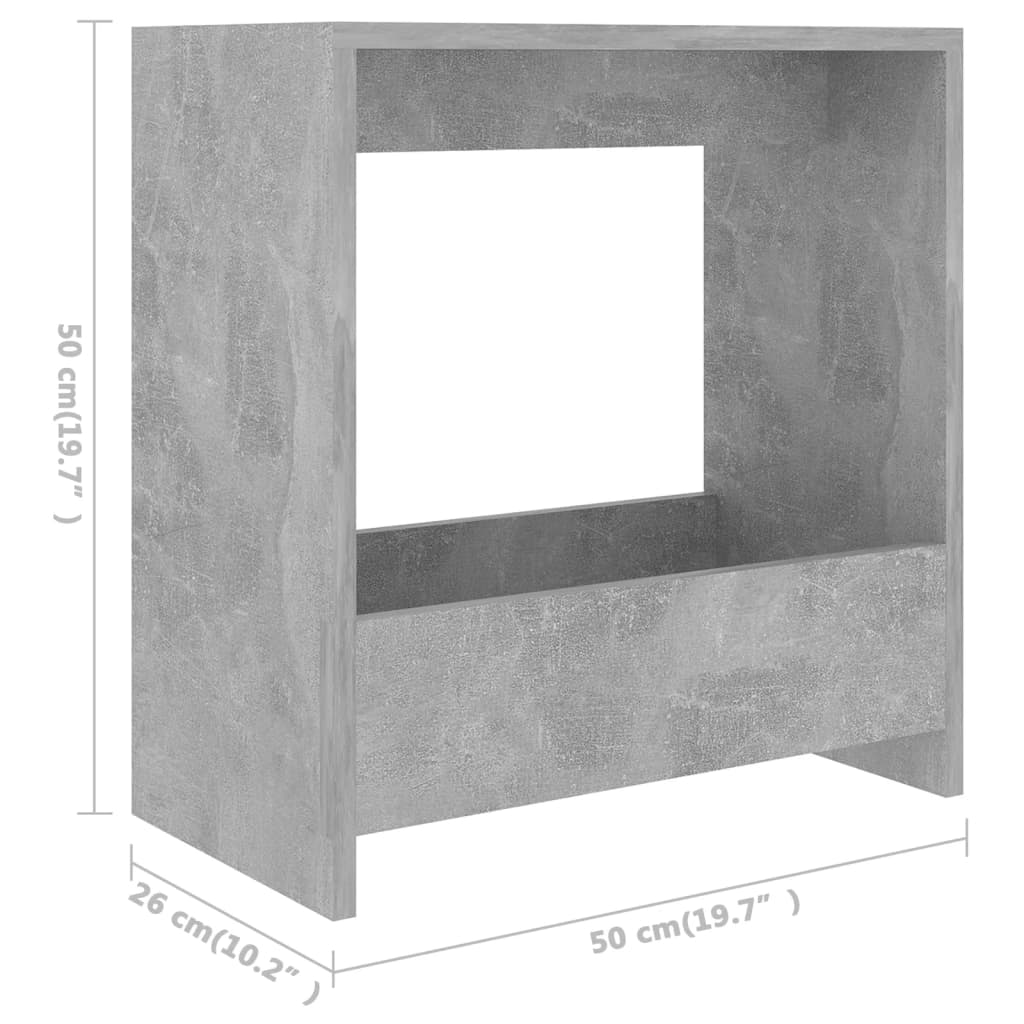 Sidebord betonggrå 50x26x50 cm konstruert tre