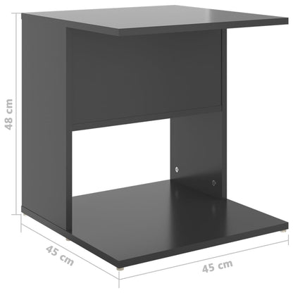 Sidebord grå høyglans 45x45x48 cm sponplate