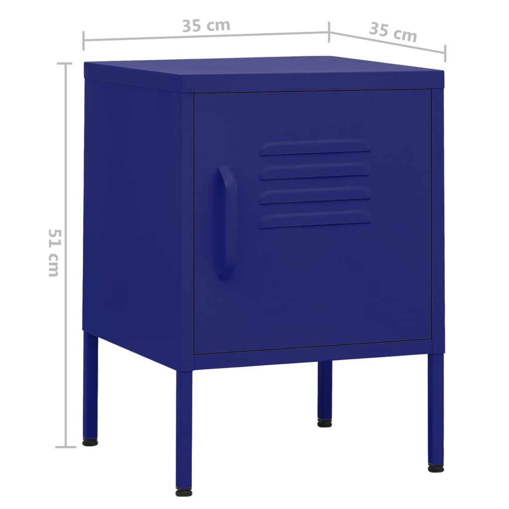 Nattbord Sengbord marineblå 35x35x51 cm stål