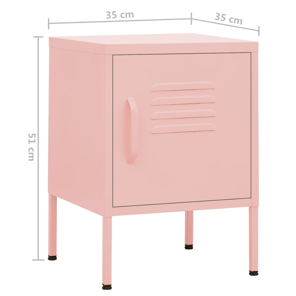 Nattbord Sengbord rosa 35x35x51 cm stål