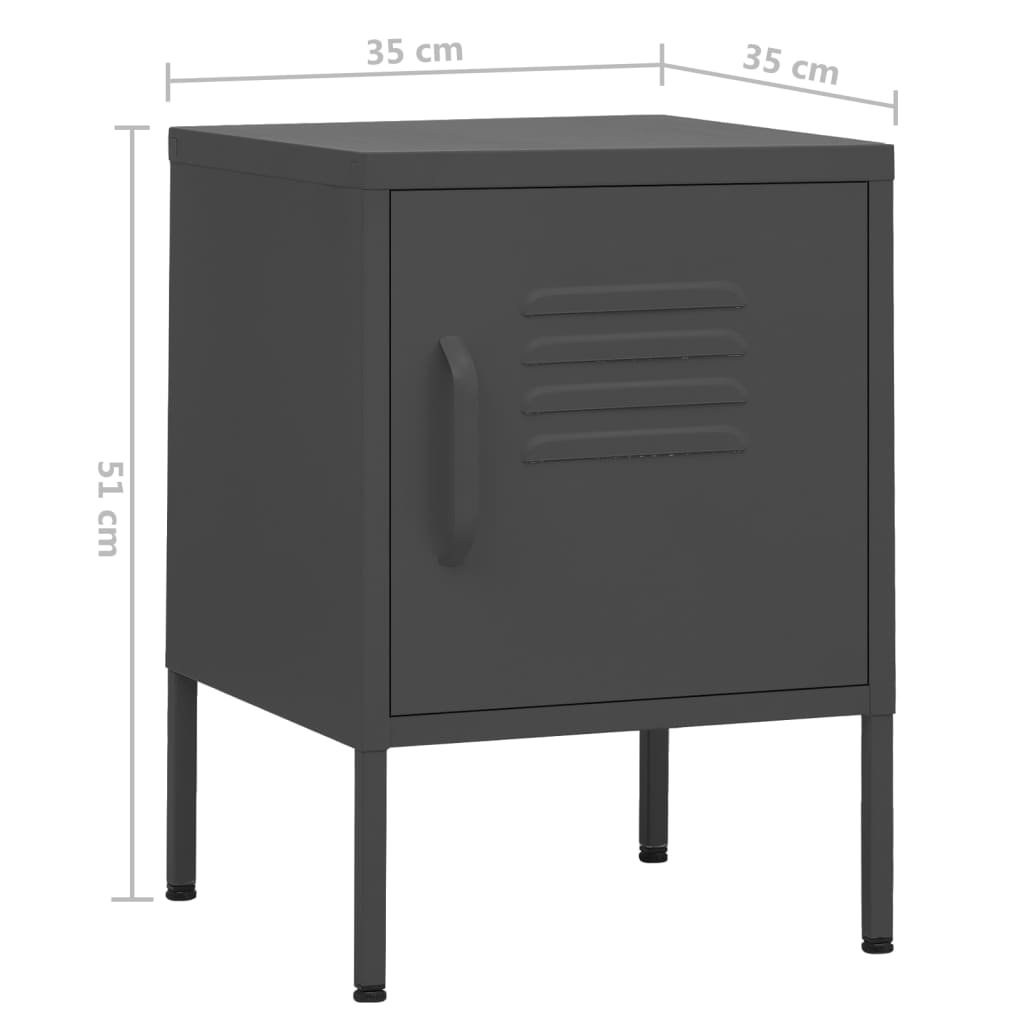 Nattbord Sengbord antrasitt 35x35x51 cm stål