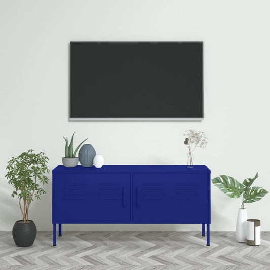 TV-benk marineblå 105x35x50 cm stål