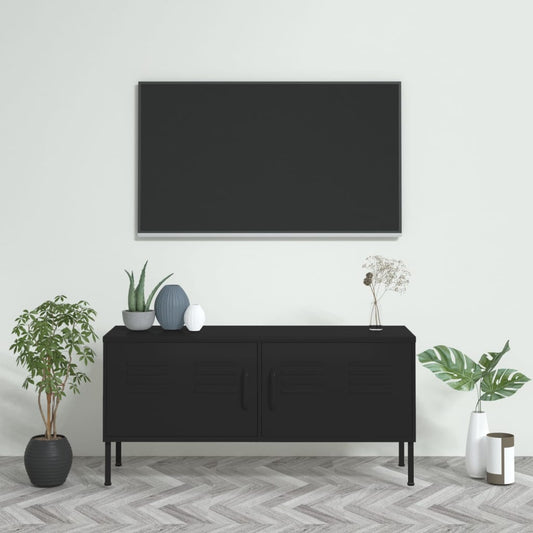 TV-benk svart 105x35x50 cm stål