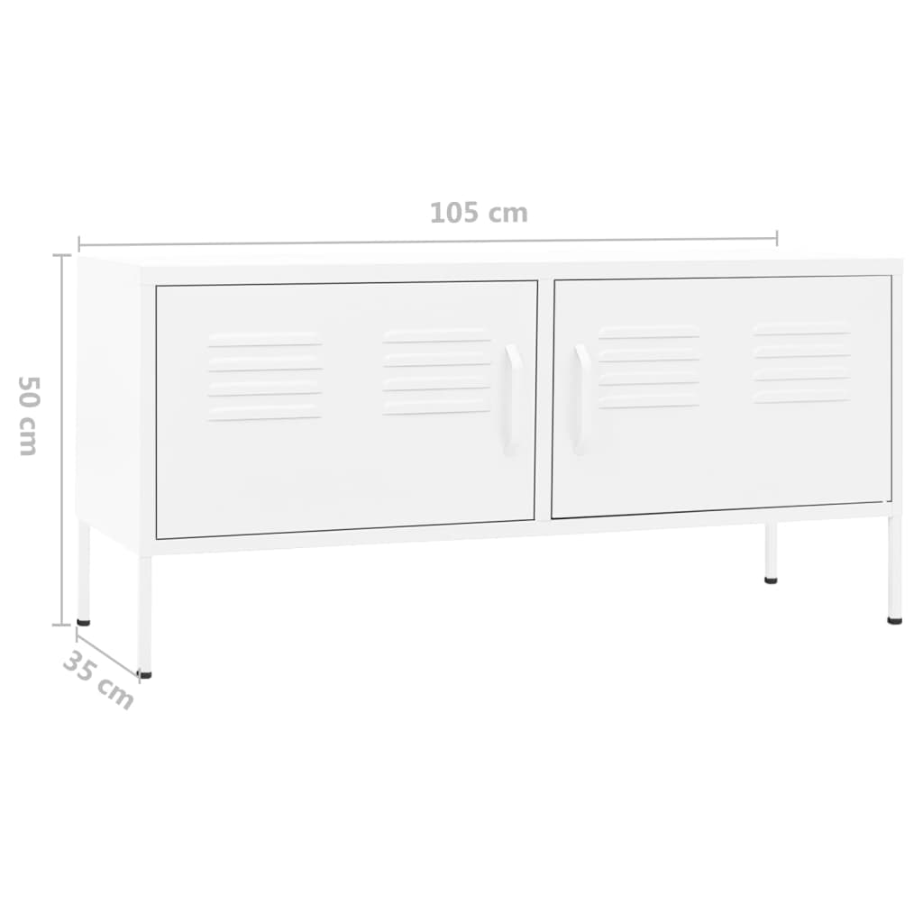 TV-benk hvit 105x35x50 cm stål