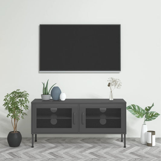 TV-benk antrasitt 105x35x50 cm stål