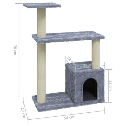 Kattemøbel Kattetre med klorestolper i sisal lysegrå 70 cm