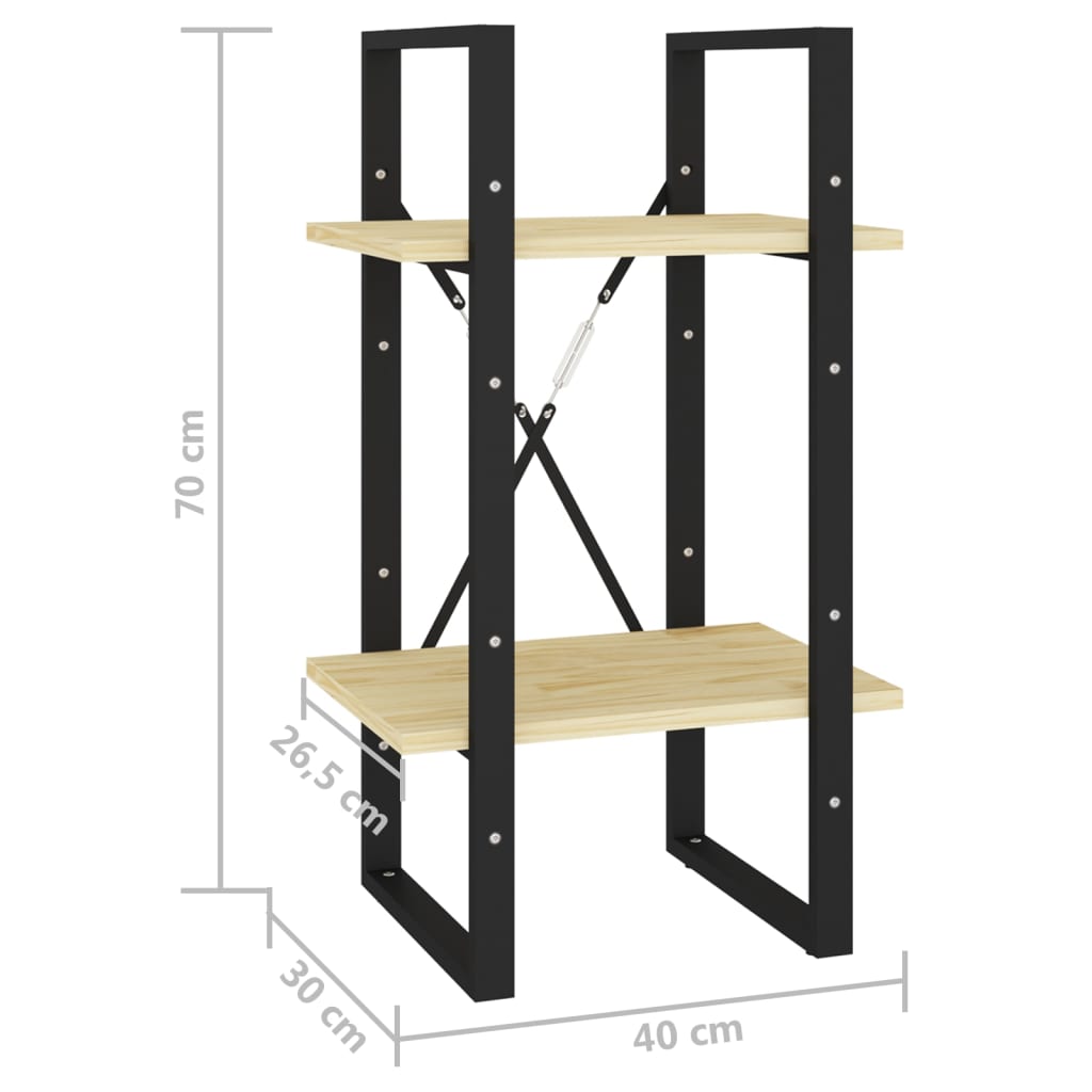 Bokhylle 2 nivåer 40x30x70 cm heltre furu