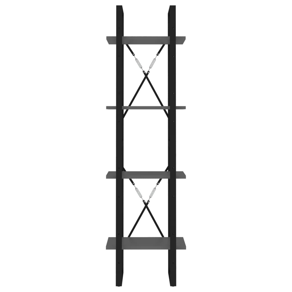 Bokhylle 4 nivåer grå 40x30x140 cm konstruert tre