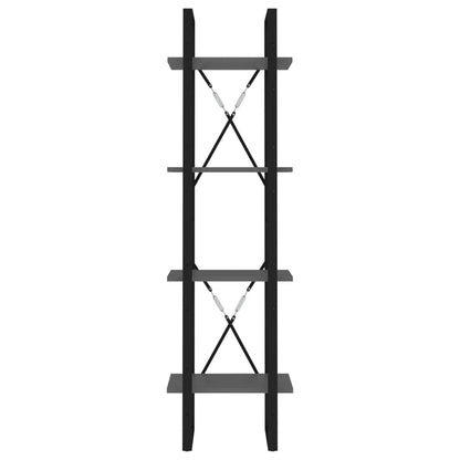 Bokhylle 4 nivåer grå 40x30x140 cm konstruert tre