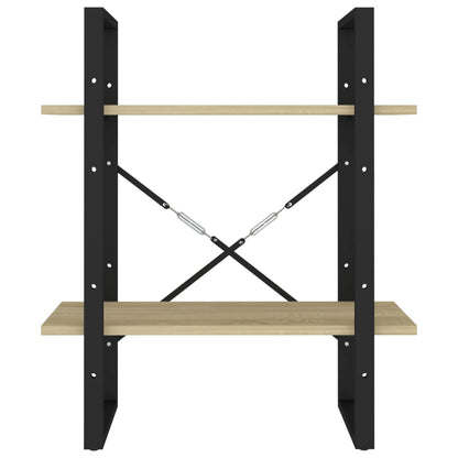 Bokhylle 2 nivåer sonoma eik 60x30x70 cm konstruert tre