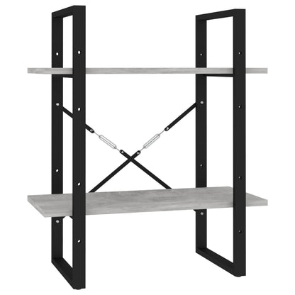 Bokhylle 2 nivåer betonggrå 60x30x70 cm konstruert tre