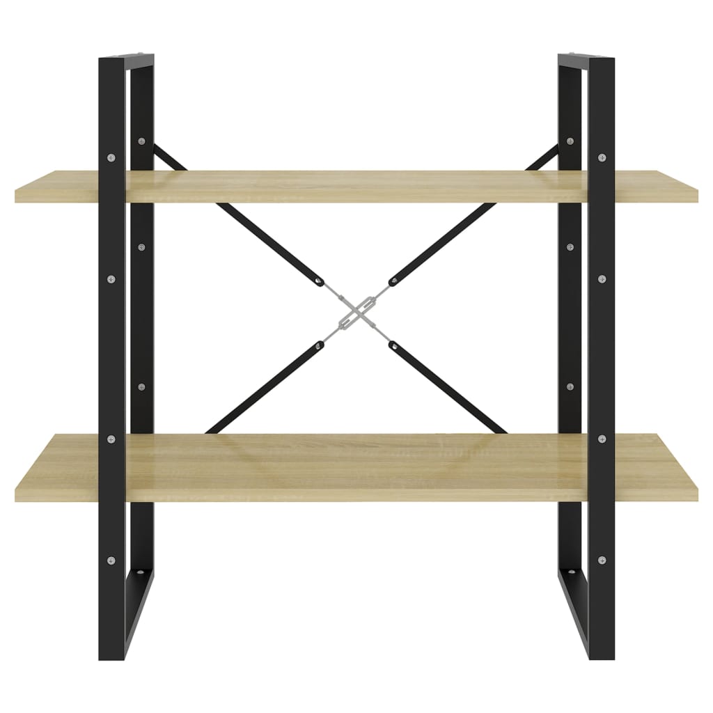 Bokhylle 2 nivåer sonoma eik 80x30x70 cm konstruert tre