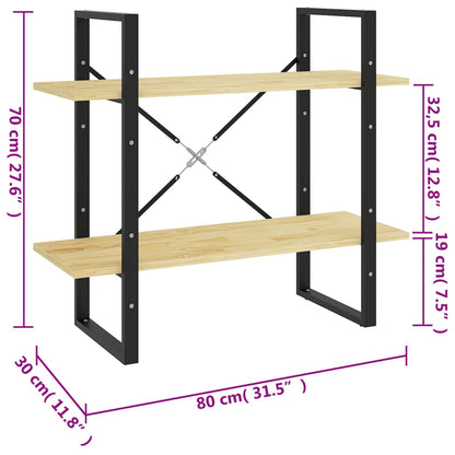 Bokhylle 2 nivåer 80x30x70 cm heltre furu