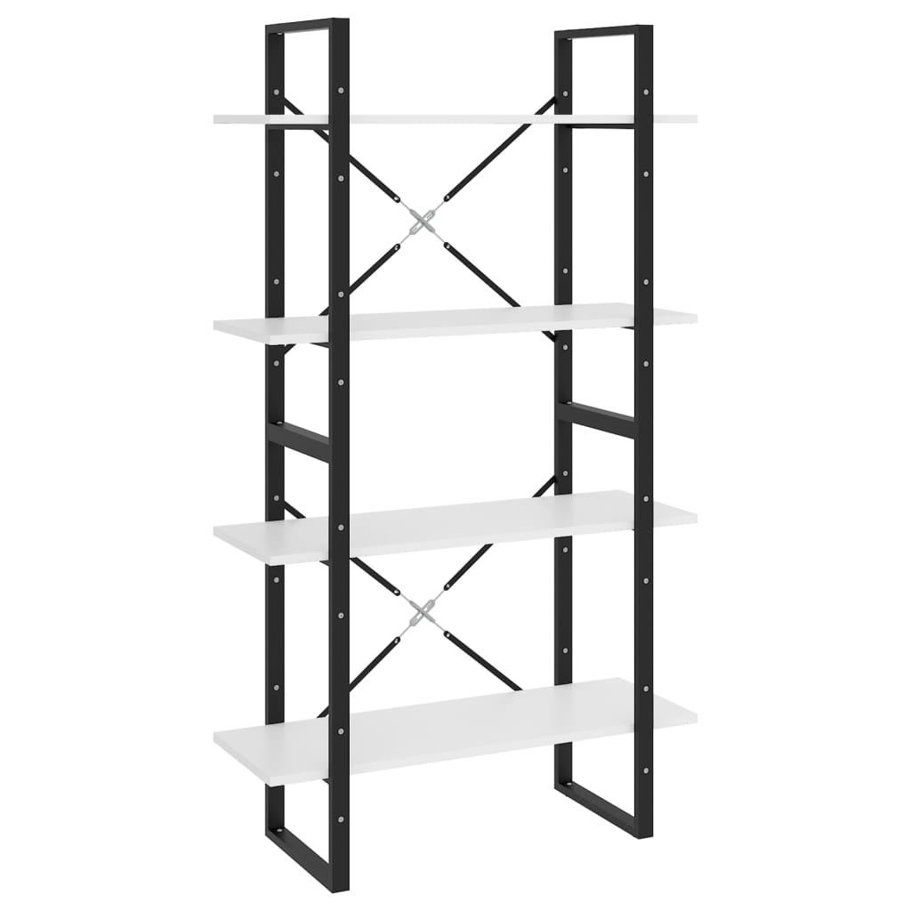 Bokhylle 4 nivåer hvit 80x30x140 cm konstruert tre