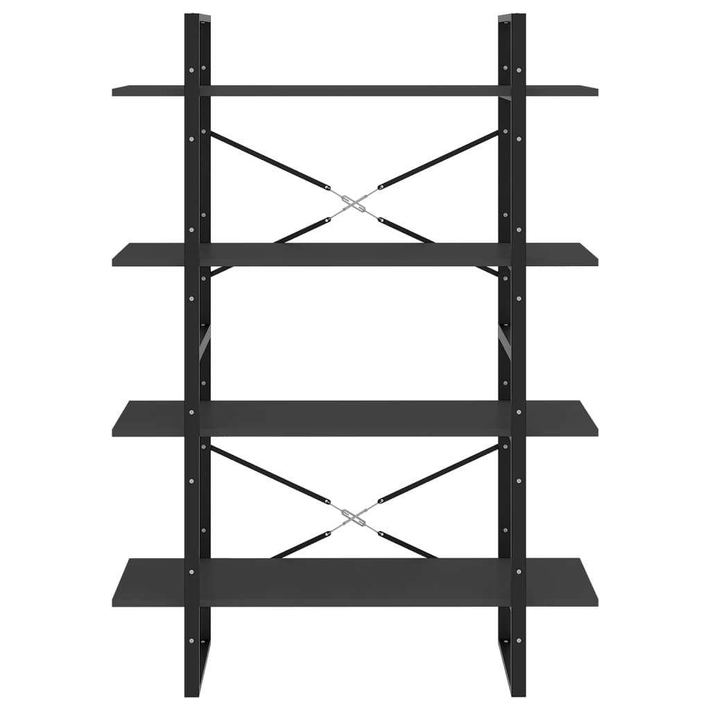 Bokhylle 4 nivåer grå 100x30x140 cm konstruert tre