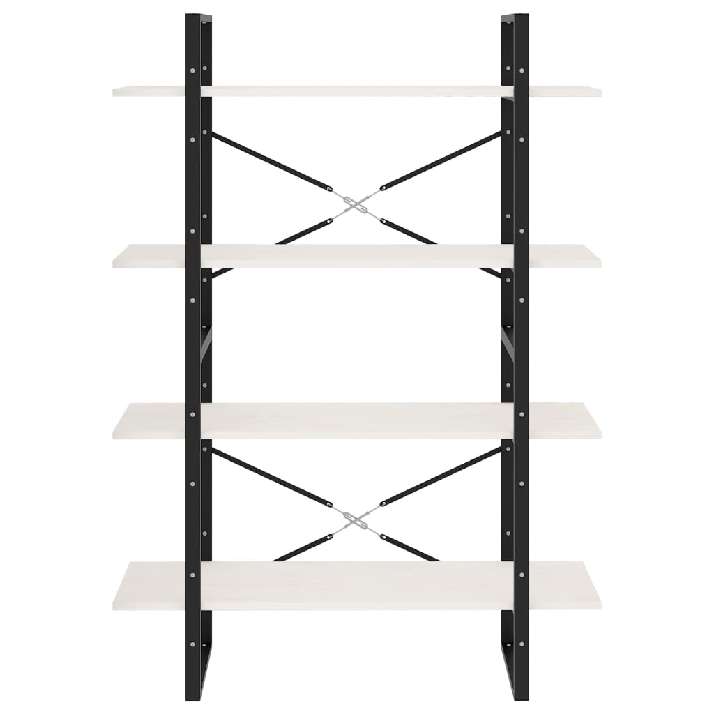 Bokhylle 4 nivåer hvit 100x30x140 cm heltre furu