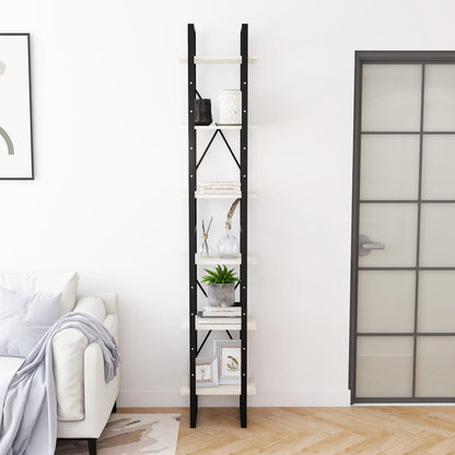 Bokhylle Svart Hvit 40x30x210 cm heltre furu