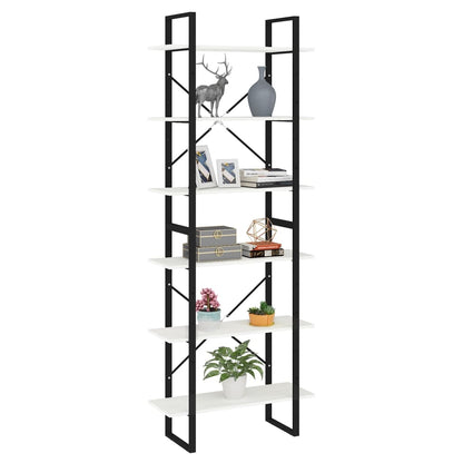 Bokhylle Svart Hvit 80x30x210 cm heltre furu