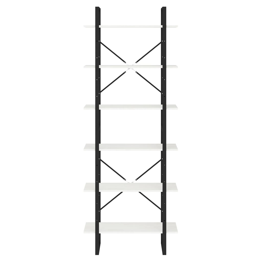 Bokhylle Svart Hvit 80x30x210 cm heltre furu