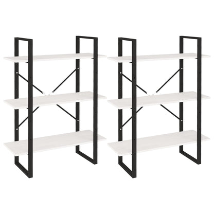 Bokhylle Svart Hvit 80x30x210 cm heltre furu