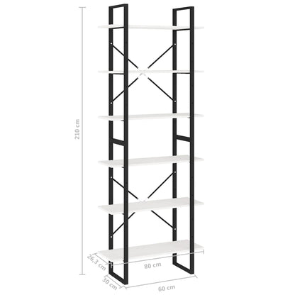 Bokhylle Svart Hvit 80x30x210 cm heltre furu