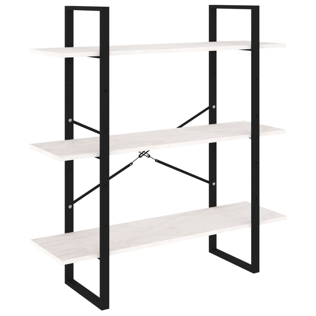 Bokhylle 3 nivåer hvit 100x30x105 cm heltre furu