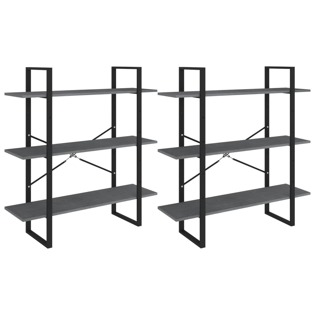 Bokhylle Grå 100x30x210 cm heltre furu