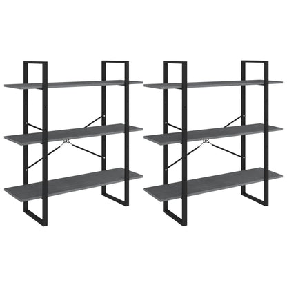 Bokhylle Grå 100x30x210 cm heltre furu