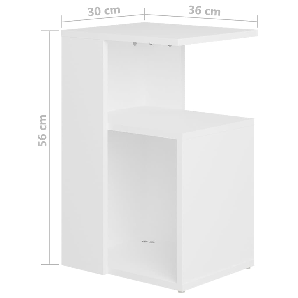 Sidebord hvit 36x30x56 cm konstruert tre