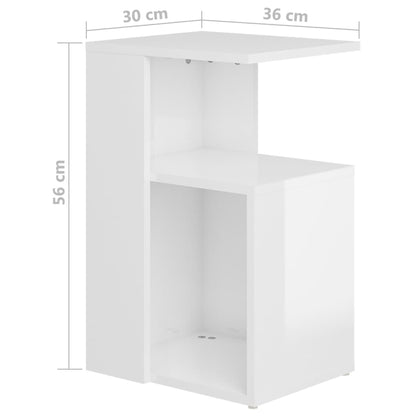 Sidebord hvit høyglans 36x30x56 cm konstruert tre