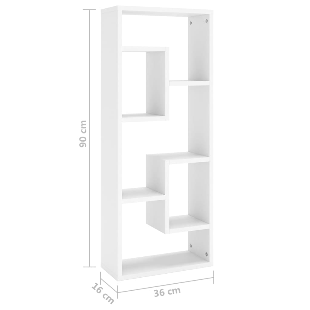 Vegghylle hvit 36x16x90 cm konstruert tre