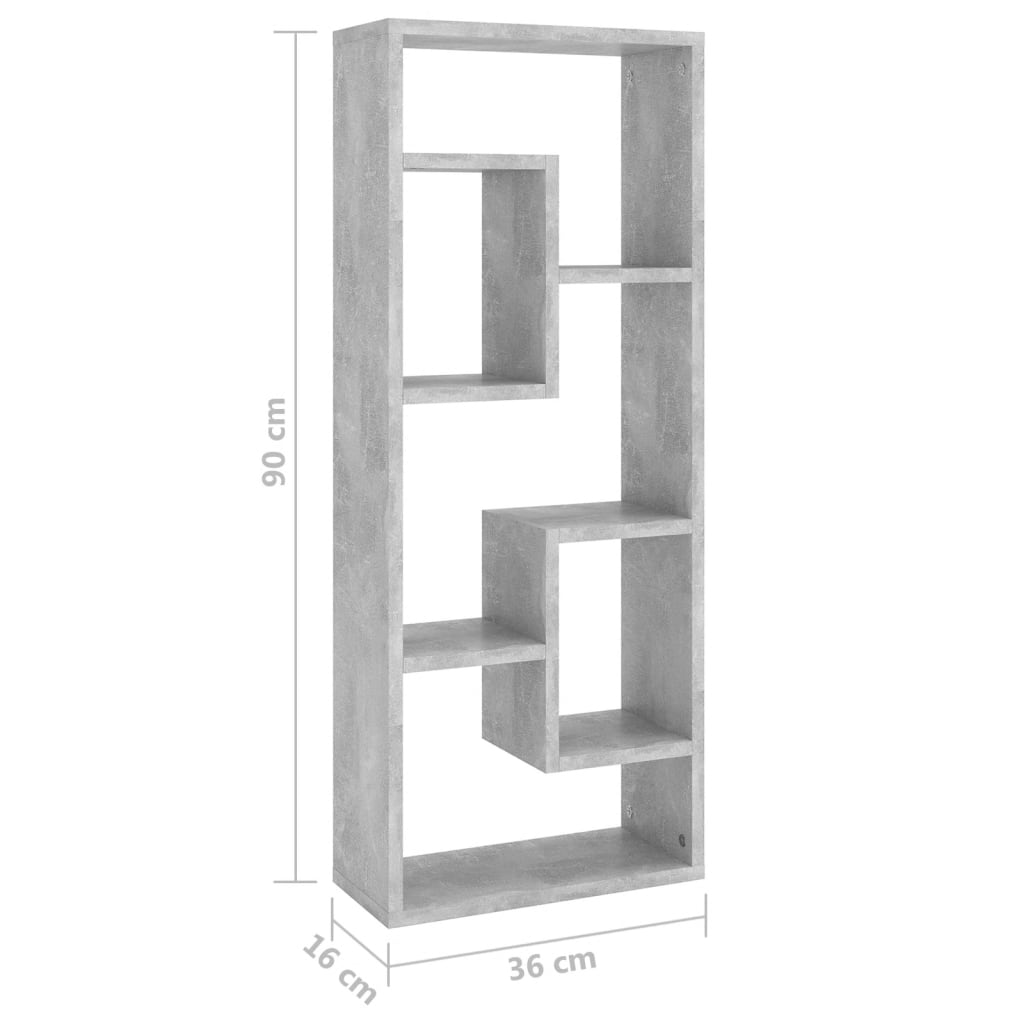 Vegghylle betonggrå 36x16x90 cm konstruert tre