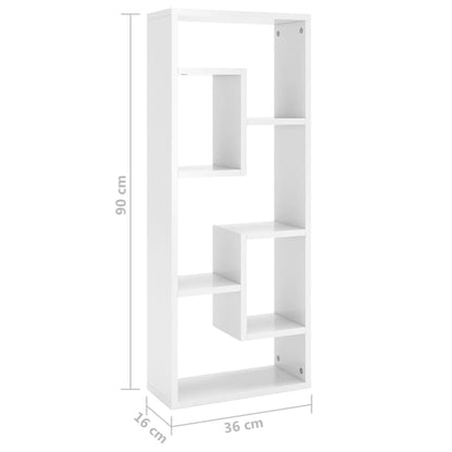 Vegghylle hvit høyglans 36x16x90 cm konstruert tre