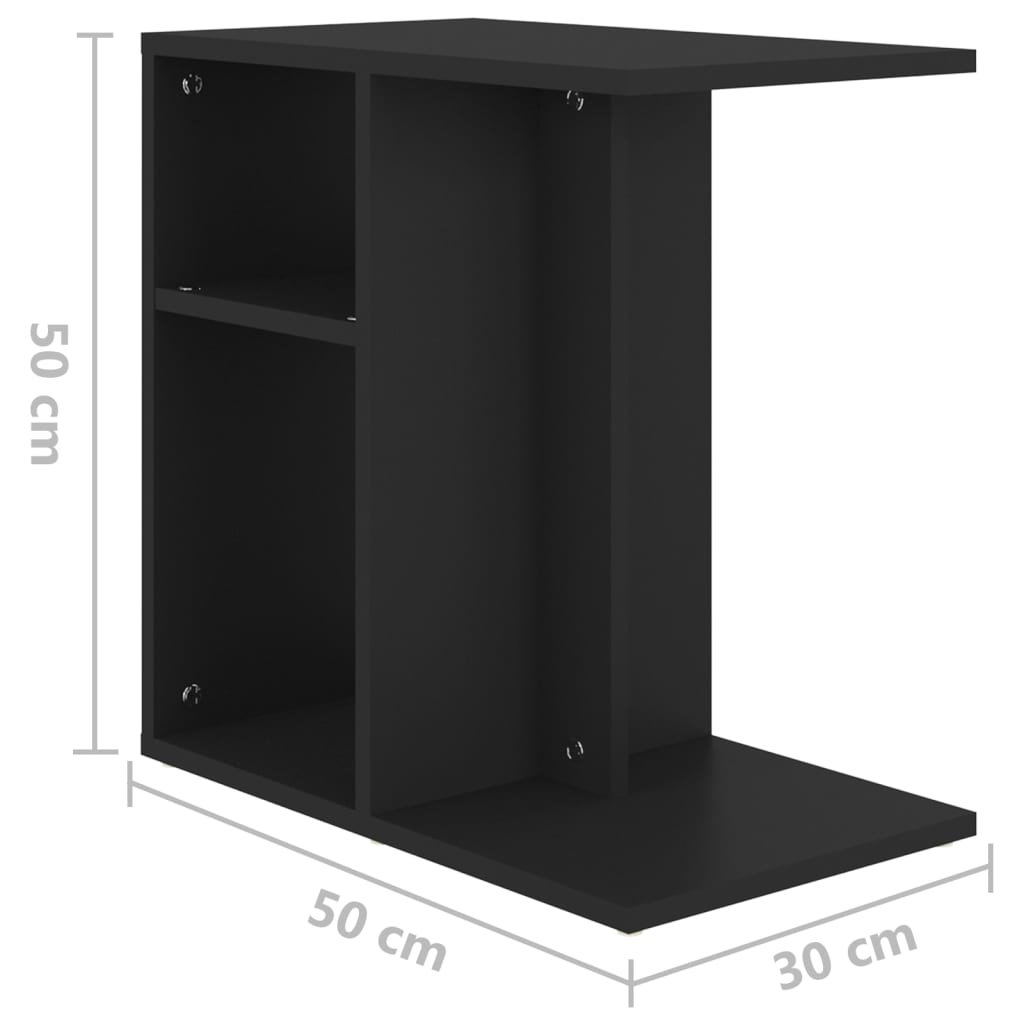 Sidebord svart 50x30x50 cm konstruert tre