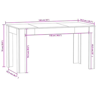 Spisebord Kjøkkenbord hvit 140x74,5x76 cm konstruert tre