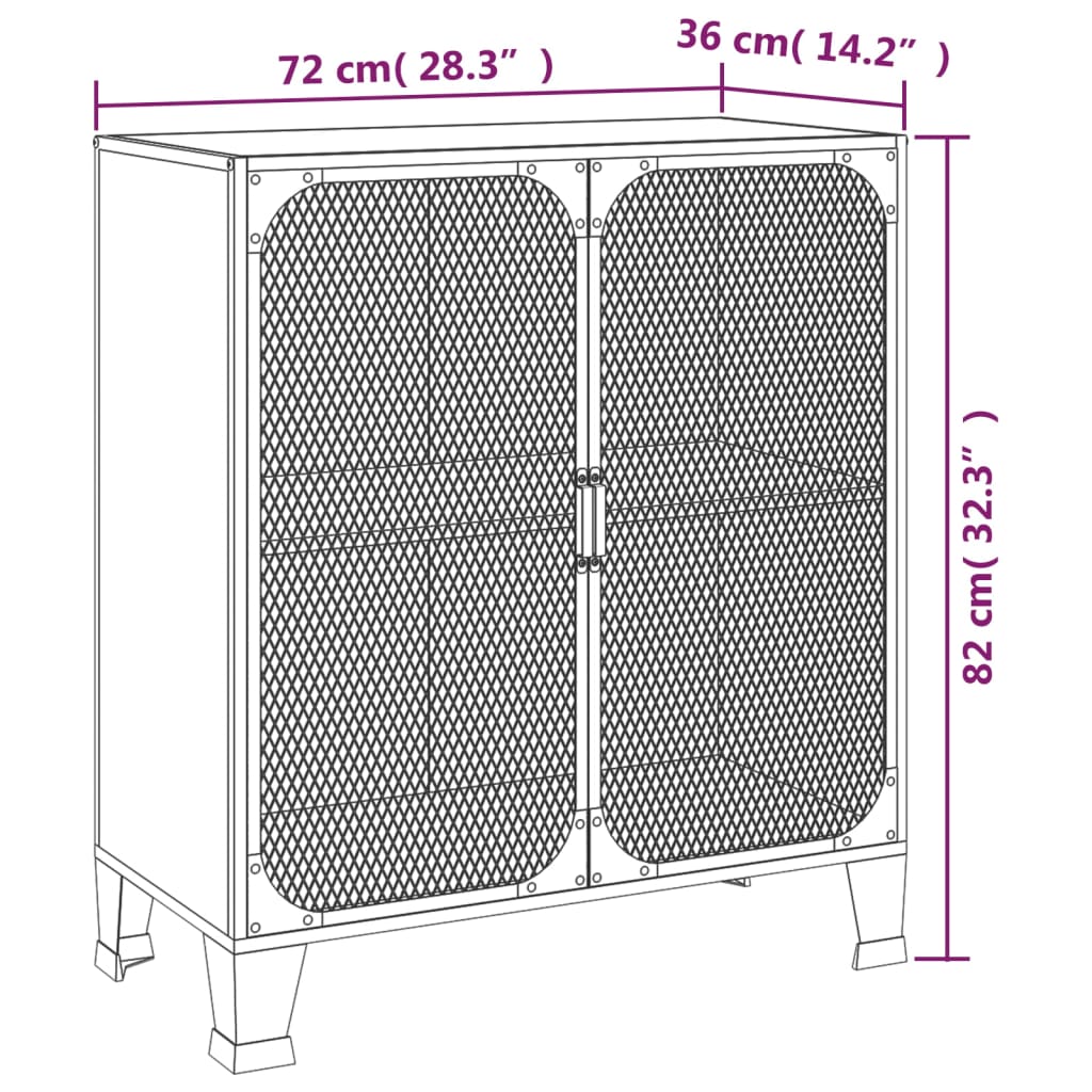 Skap Oppbevaringsskap grå 72x36x82 cm metall og MDF