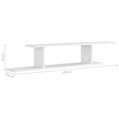 Vegghylle hvit 125x18x23 cm konstruert tre