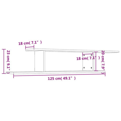 Vegghylle sonoma eik 125x18x23 cm konstruert tre