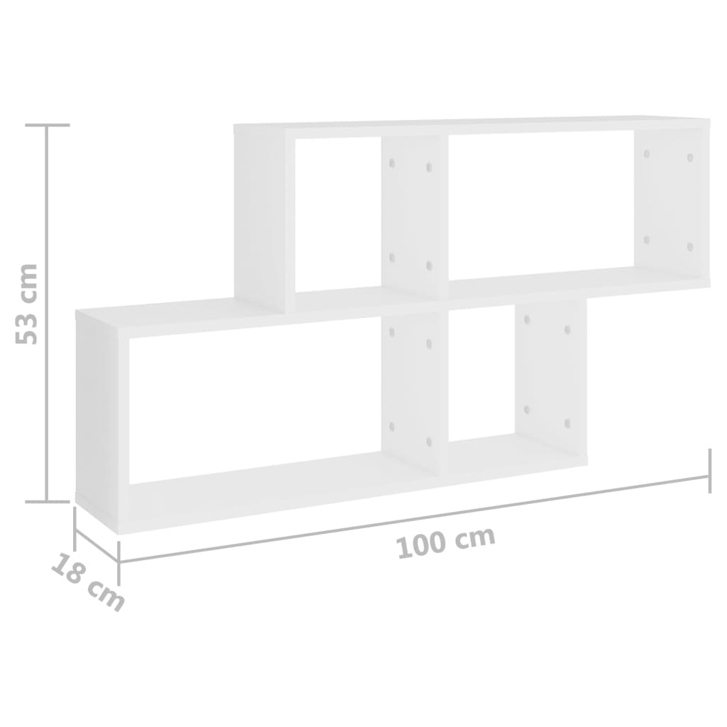 Vegghylle hvit 100x18x53 cm konstruert tre