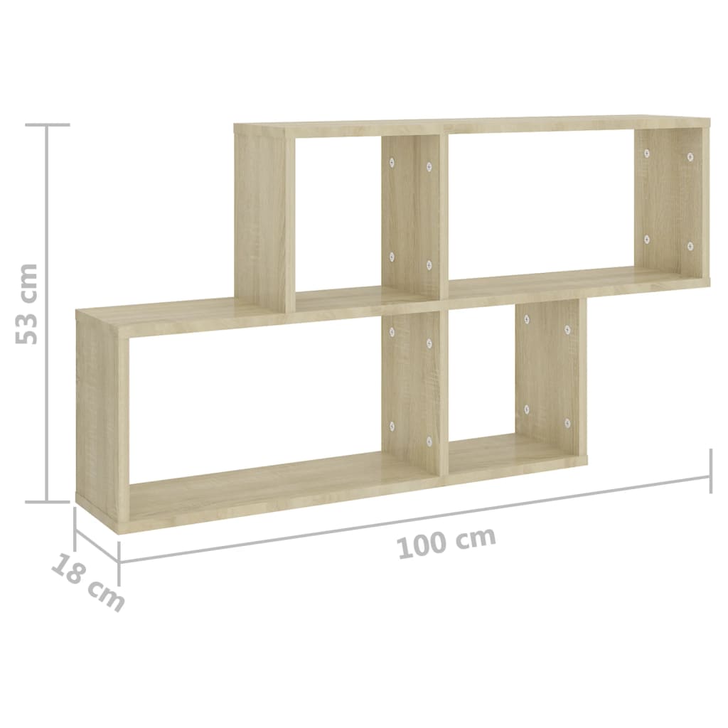 Vegghylle sonoma eik 100x18x53 cm konstruert tre