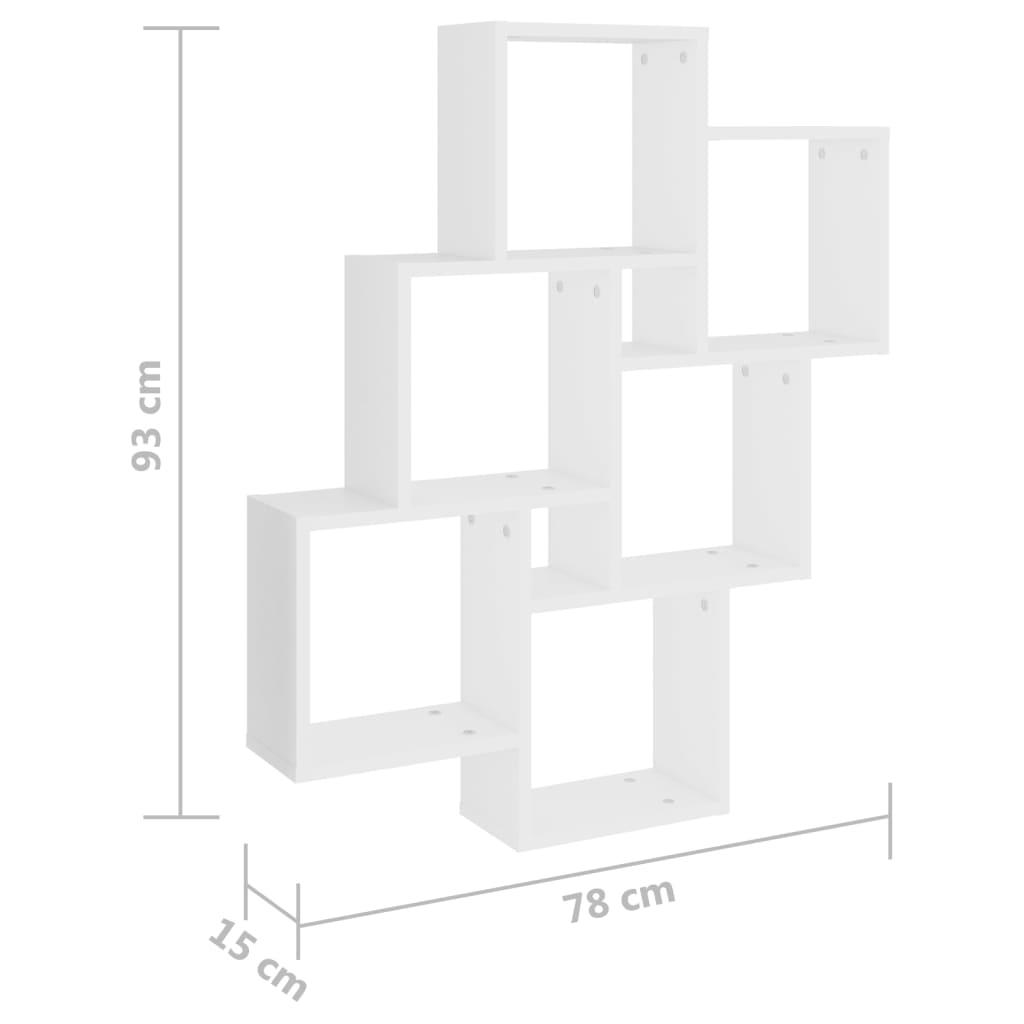 Vegghylle Kubeformet hvit 78x15x93 cm konstruert tre