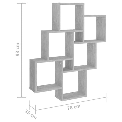 Vegghylle Kubeformet betonggrå 78x15x93 cm sponplate