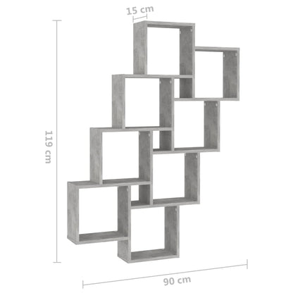 Vegghylle Kubeformet betonggrå 90x15x119 cm konstruert tre