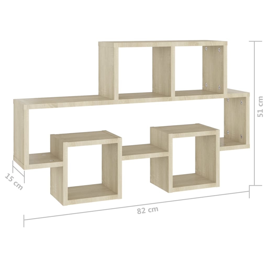 Vegghylle Bilformet sonoma eik 82x15x51 cm konstruert tre