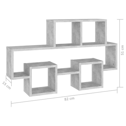 Vegghylle Bilformet betonggrå 82x15x51 cm konstruert tre