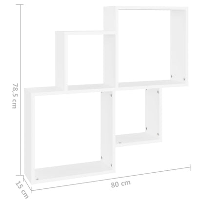 Vegghylle Kubeformet hvit 80x15x78,5 cm konstruert tre