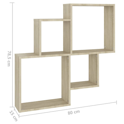 Vegghylle Kubeformet sonoma eik 80x15x78,5 cm konstruert tre