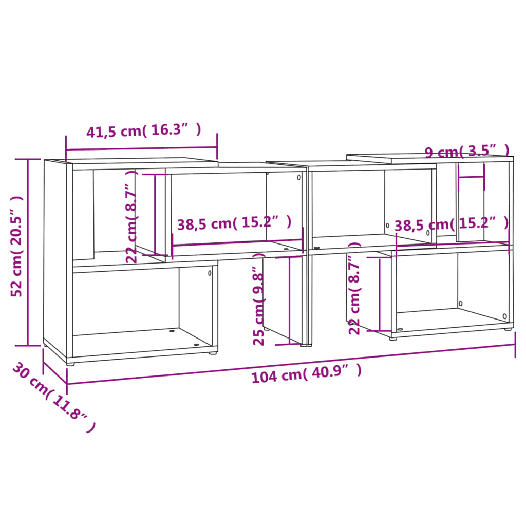 TV-benk hvit 104x30x52 cm konstruert tre