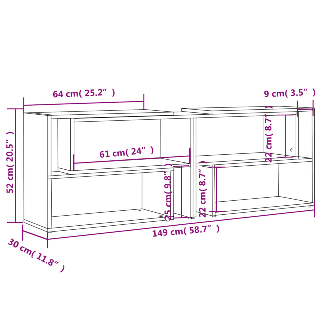 TV-benk betonggrå 149x30x52 cm konstruert tre